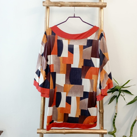 🍁🍁🍁 Geometric 70s Design Italian Top - Picture 10 of 17
